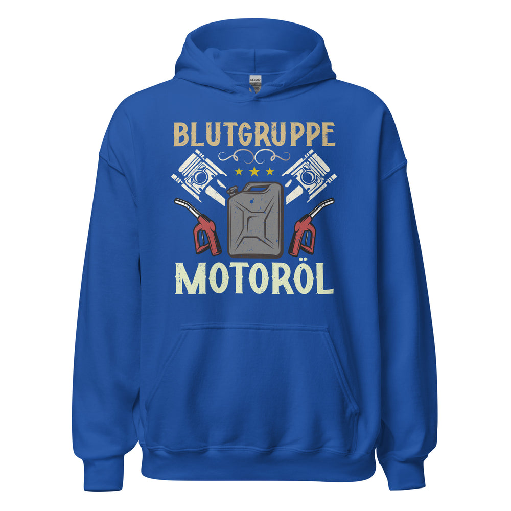 Blutgruppe Motoröl Hoodie | Stylischer Kapuzenpullover für Auto-Enthusiasten