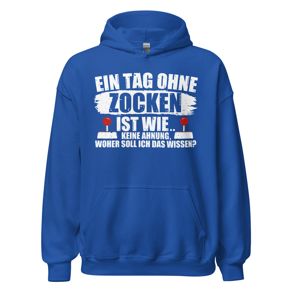 Lustiger Kapuzenpullover für Gaming-Fans | Spruch: "Keine Ahnung ohne Zocken!"