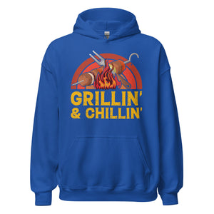 Entspannter Grill-Kapuzenpullover | Spruch: "Grillin und Chillin. Entspannt grillen."