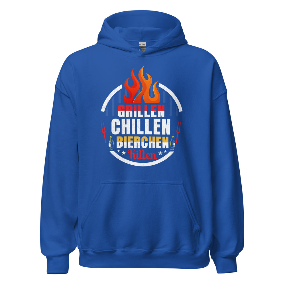 Cooler Grill-Kapuzenpullover | Spruch: "GRILLEN! CHILLEN! Bierchen Killen!"