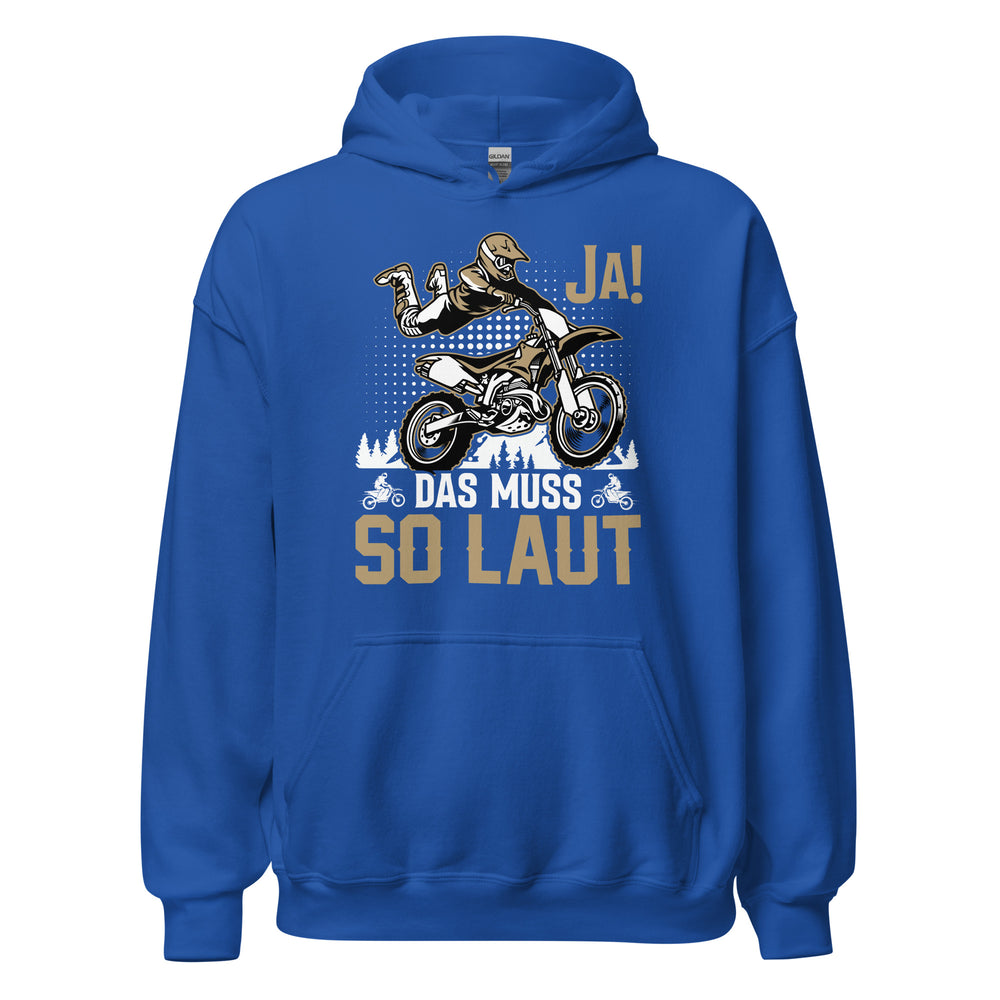 Lauter Motocross-Kapuzenpullover | Spruch: "JA! Motocross laut!"