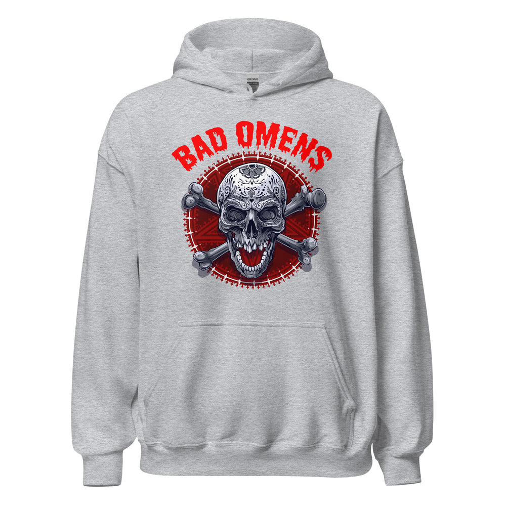 Bad Omens! Schlechtes Omen! Totenkopf Style Hoodie | Unheimlicher Kapuzenpullover