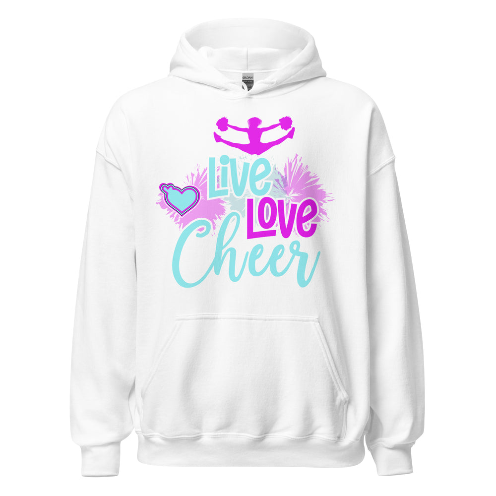 Hoodie mit Lebensmotto: Live! Love! Cheer! Cheerleader Vibe