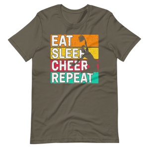 Eat, Sleep, Cheer, Repeat – Inspirierendes Cheerleader Shirt