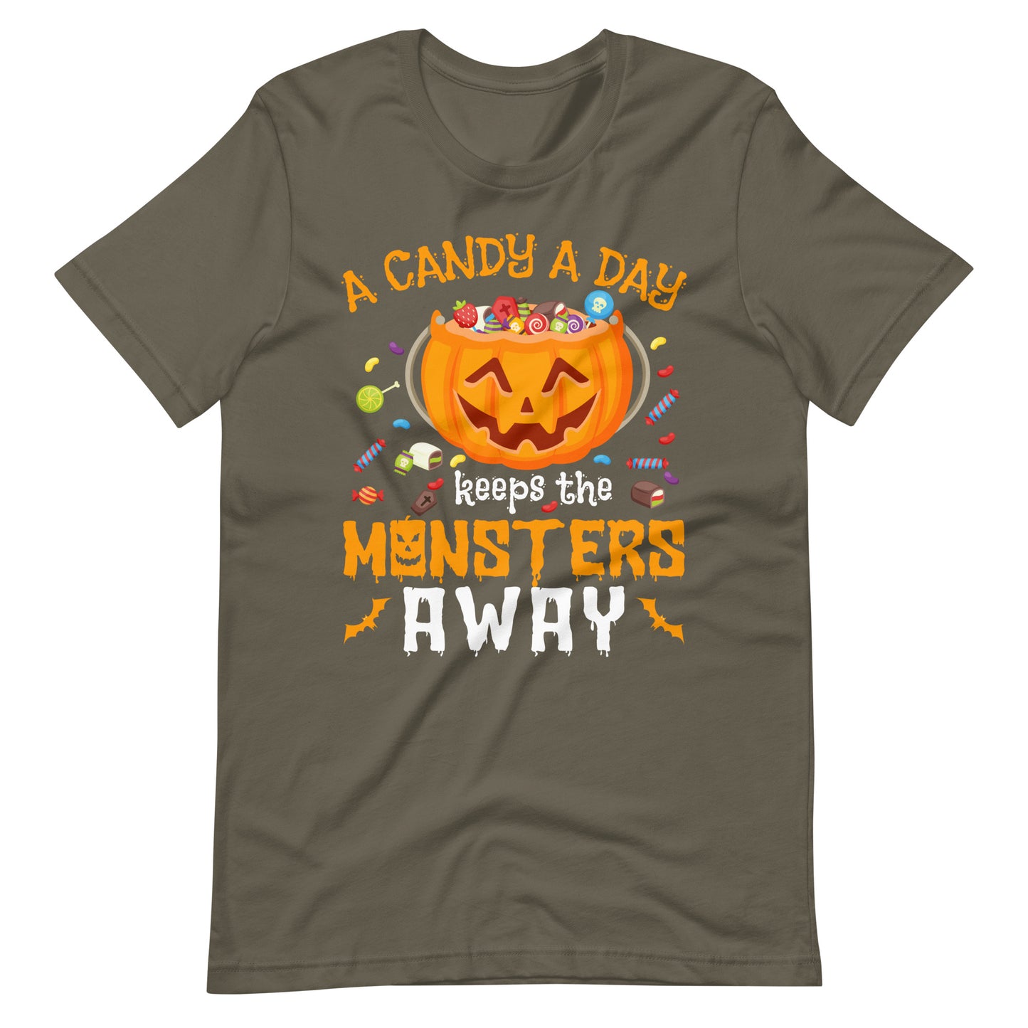Halloween T-Shirt: A Candy A Day keeps the Monsters away - Süße Gruselmode