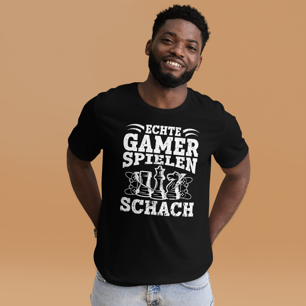 Echte Gamer Spielen Schach T-Shirt - Lustiges Geschenk für Schachspieler