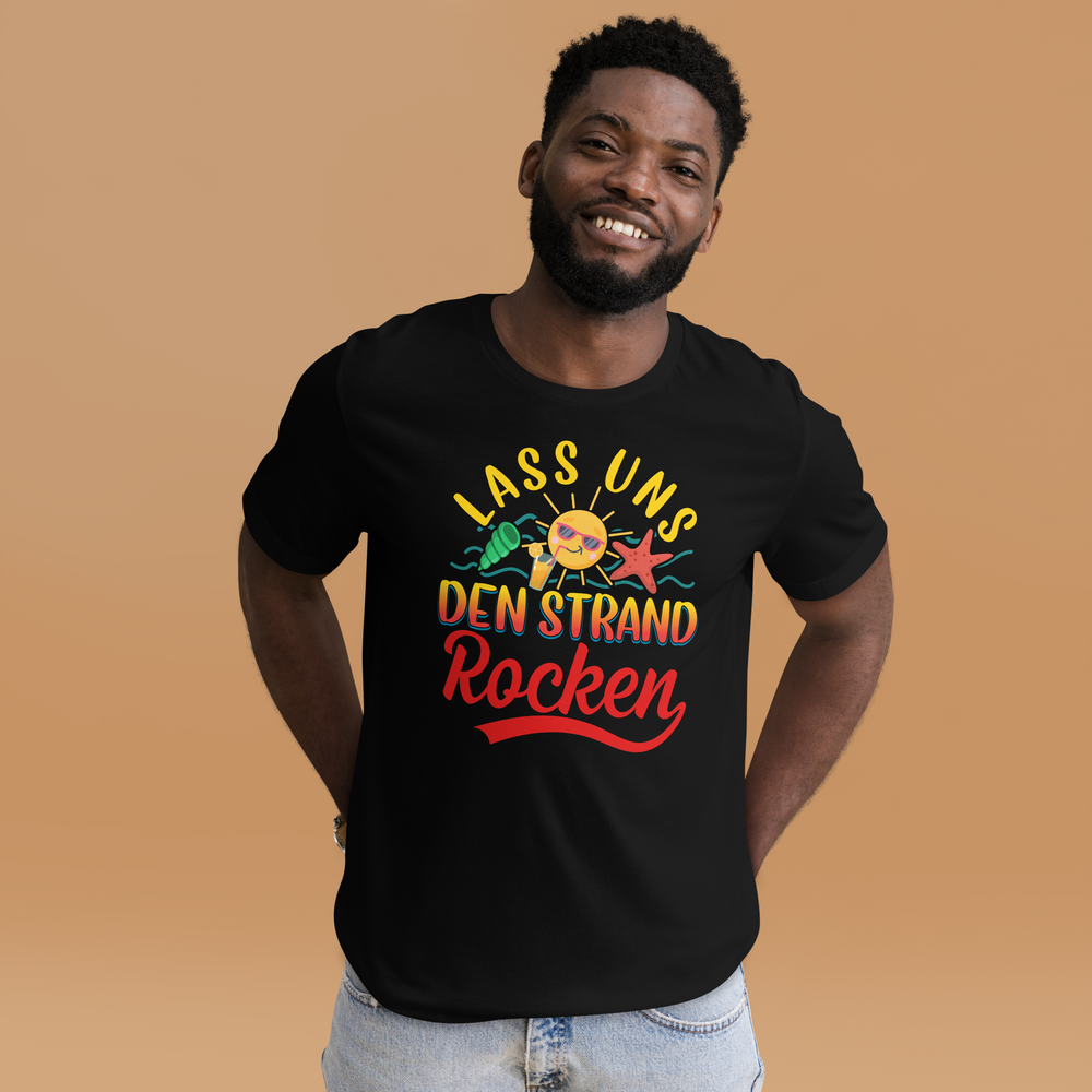 Lustiges T-Shirt "Lass uns den Strand ROCKEN!" für den Sommer