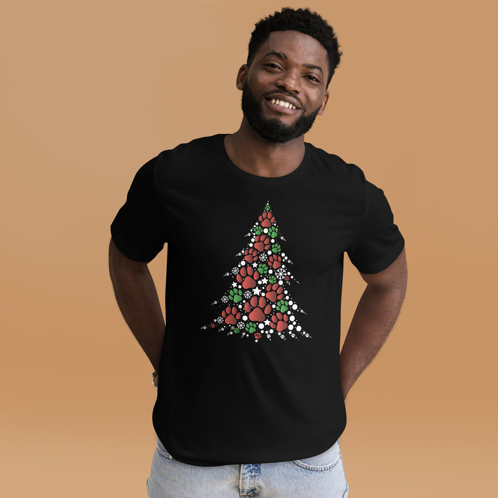 Weihnachten Pfoten Baum - Festliches T-Shirt mit tierischem Charme