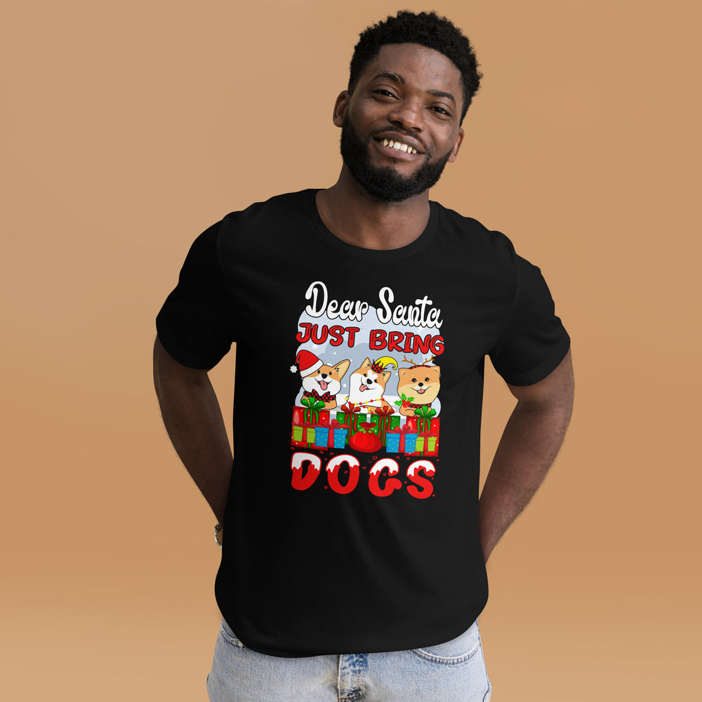 Lustiges Weihnachtsshirt: Dear Santa, Just bring Dogs! | Geschenkidee für Hunde-Fans