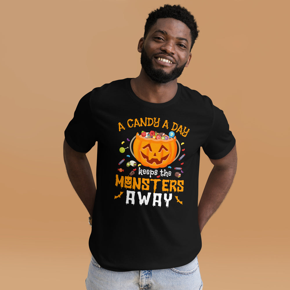 Halloween T-Shirt: A Candy A Day keeps the Monsters away - Süße Gruselmode