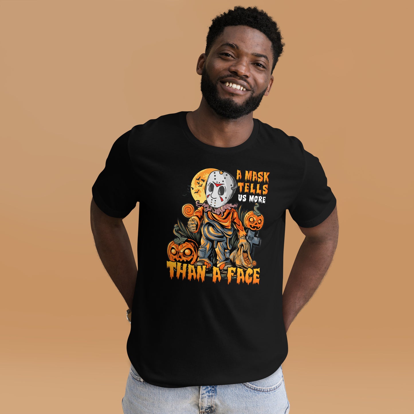 Halloween T-Shirt: A Mask tells more than a Face - Gruseliges Statement!