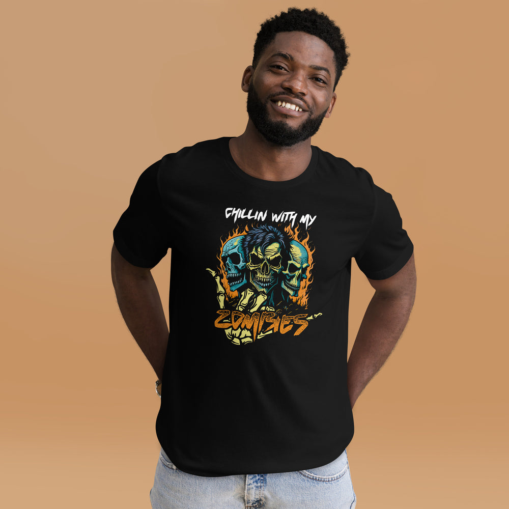 Halloween T-Shirt: Chillin with my Zombies - Coole Gruselmode