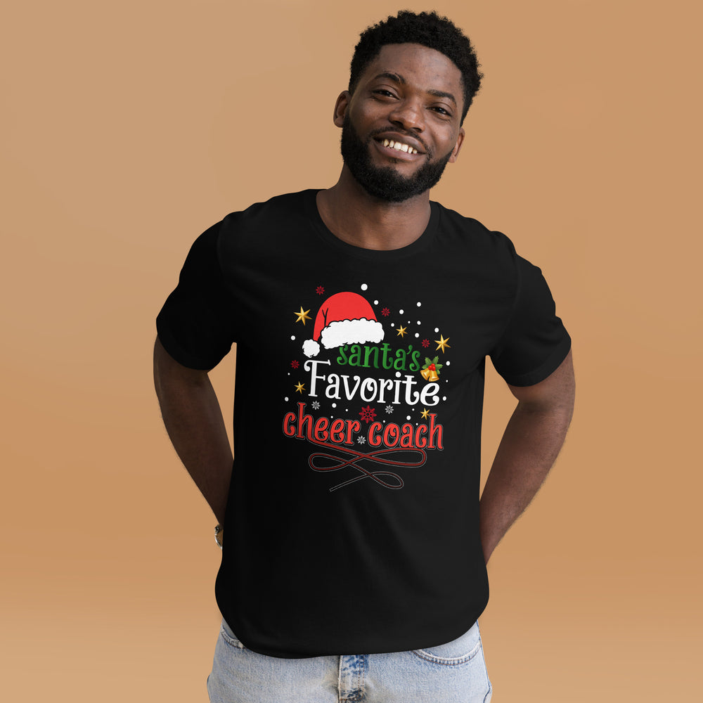 Einzigartiges T-Shirt: Santa's Favorite Cheer Coach – Weihnachtsstimmung im Cheerleading-Stil