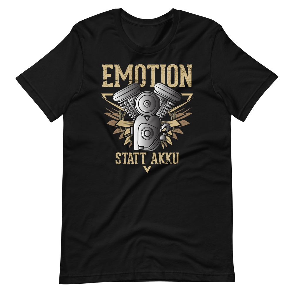 Echte Emotion statt Akku T-Shirt für Auto- und Motorrad-Enthusiasten