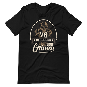 Lustiges T-Shirt "V8, blubbern und GRINSEN" für Auto-Fans