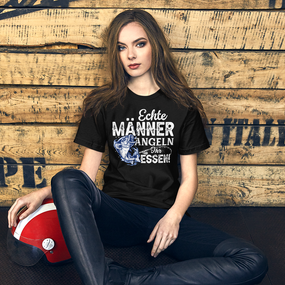 Echte Männer angeln ihr Essen - T-Shirt mit Spruch