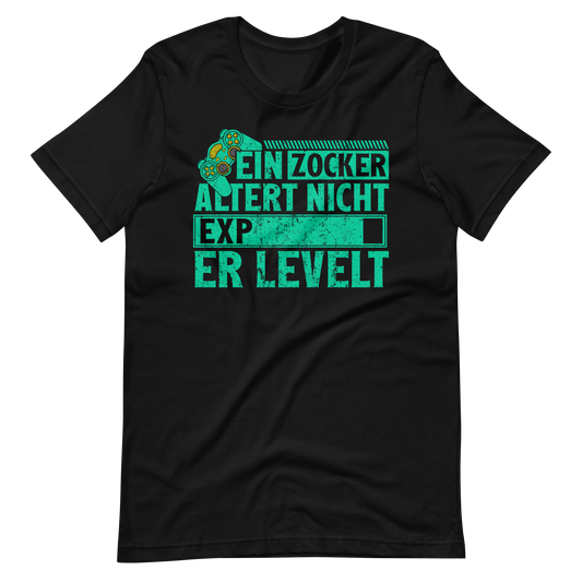 Gamer Shirt: Ein Zocker altert nicht, er Levelt