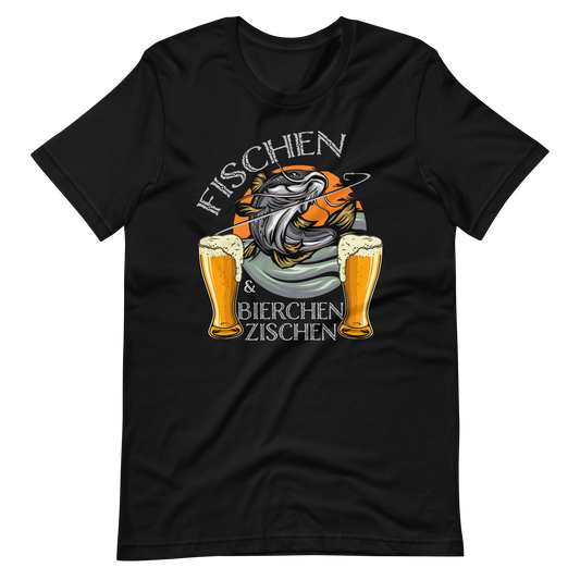 Lustiges T-Shirt "Fischen und Bierchen zischen" für Angelliebhaber