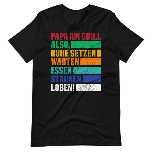 Lustiges Papa am Grill T-Shirt - Ruhe, essen, staunen!