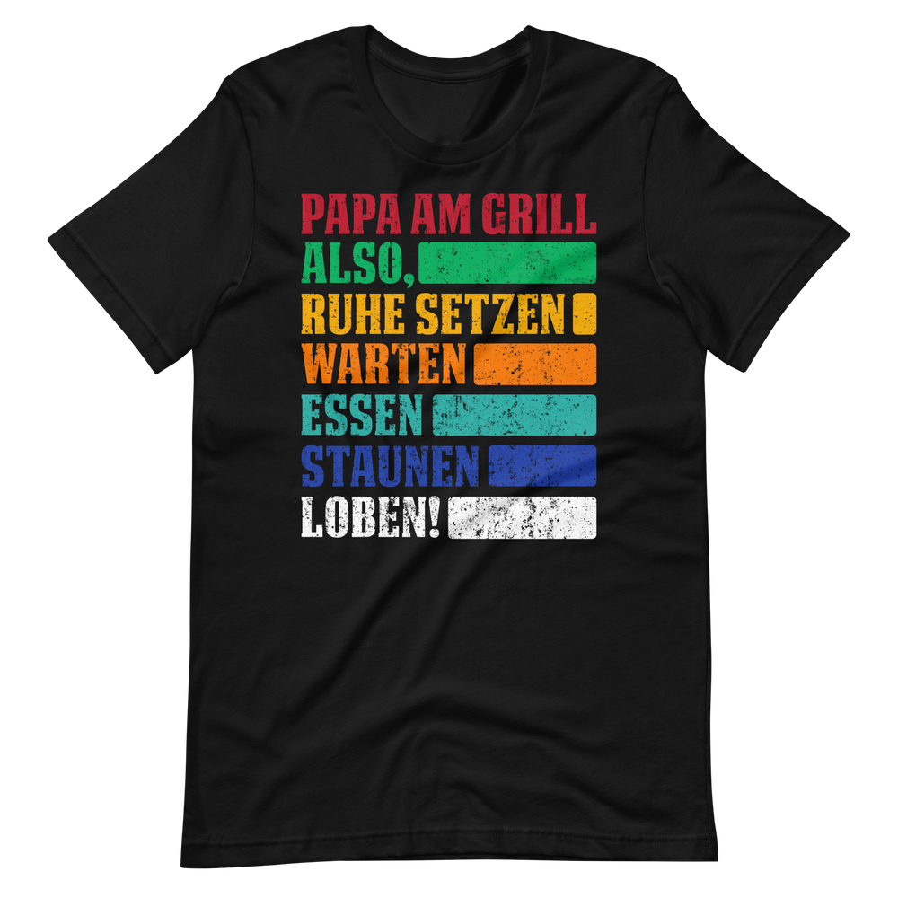 Lustiges Papa am Grill T-Shirt - Ruhe, essen, staunen!