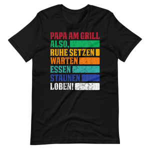 Lustiges Papa am Grill T-Shirt - Ruhe, essen, staunen!