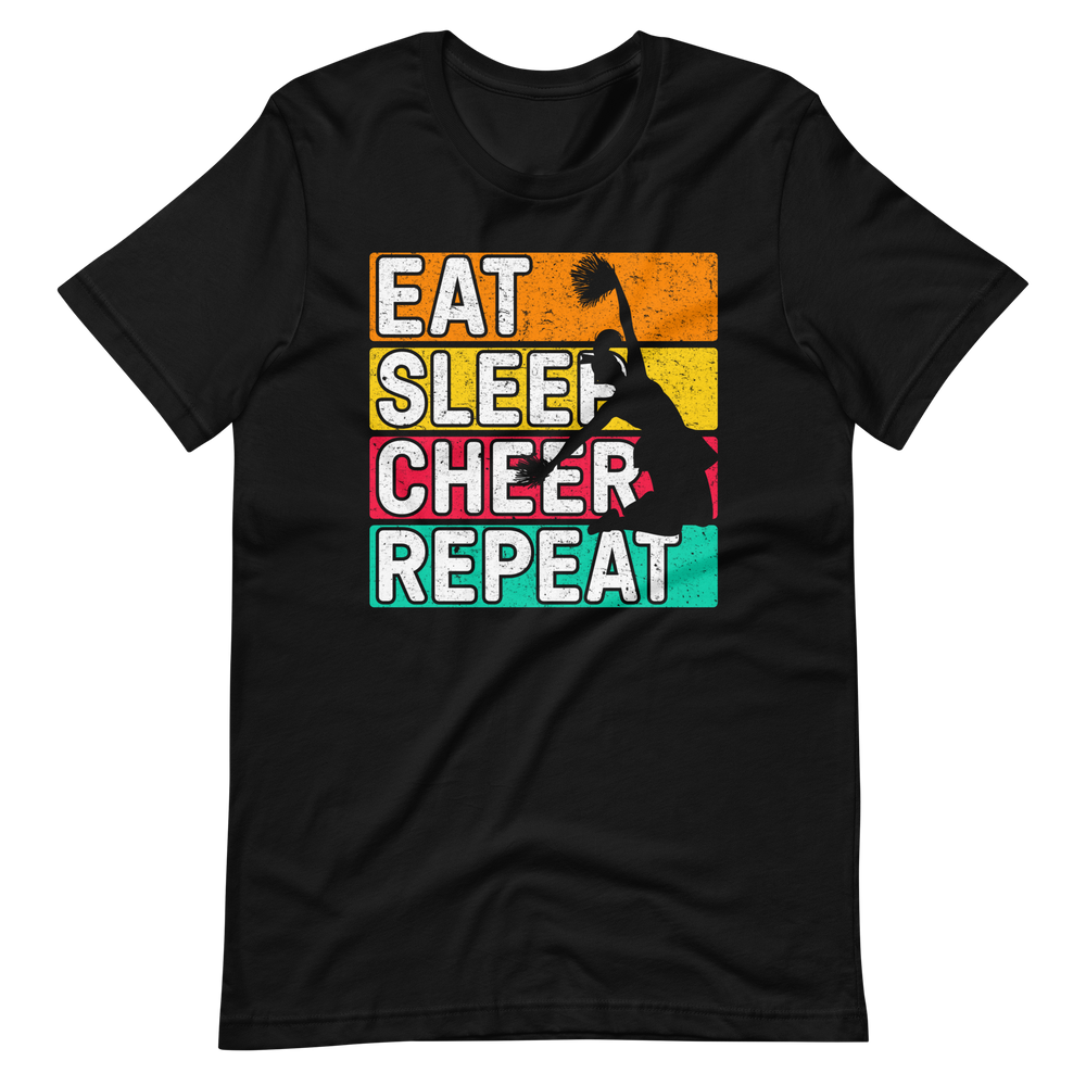 Eat, Sleep, Cheer, Repeat – Inspirierendes Cheerleader Shirt