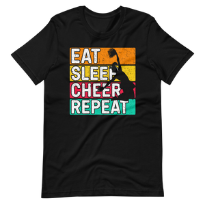 Eat, Sleep, Cheer, Repeat – Inspirierendes Cheerleader Shirt