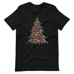 Weihnachten Pfoten Baum - Festliches T-Shirt mit tierischem Charme