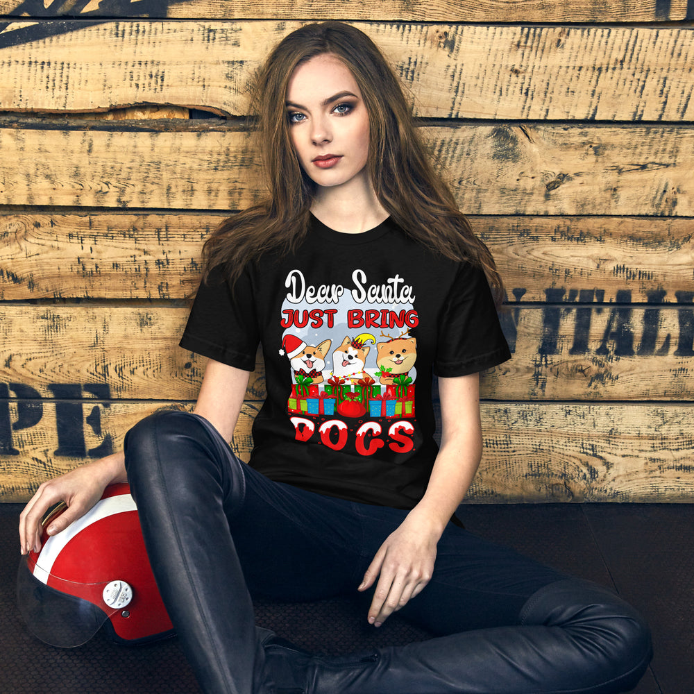 Lustiges Weihnachtsshirt: Dear Santa, Just bring Dogs! | Geschenkidee für Hunde-Fans