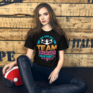 Fan Cheerleading T-Shirt: Unser Team gibt niemals auf!