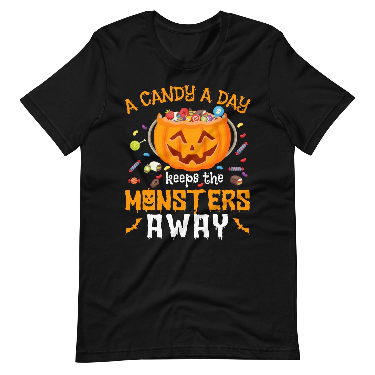 Halloween T-Shirt: A Candy A Day keeps the Monsters away - Süße Gruselmode