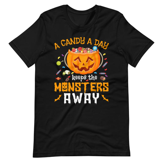 Halloween T-Shirt: A Candy A Day keeps the Monsters away - Süße Gruselmode