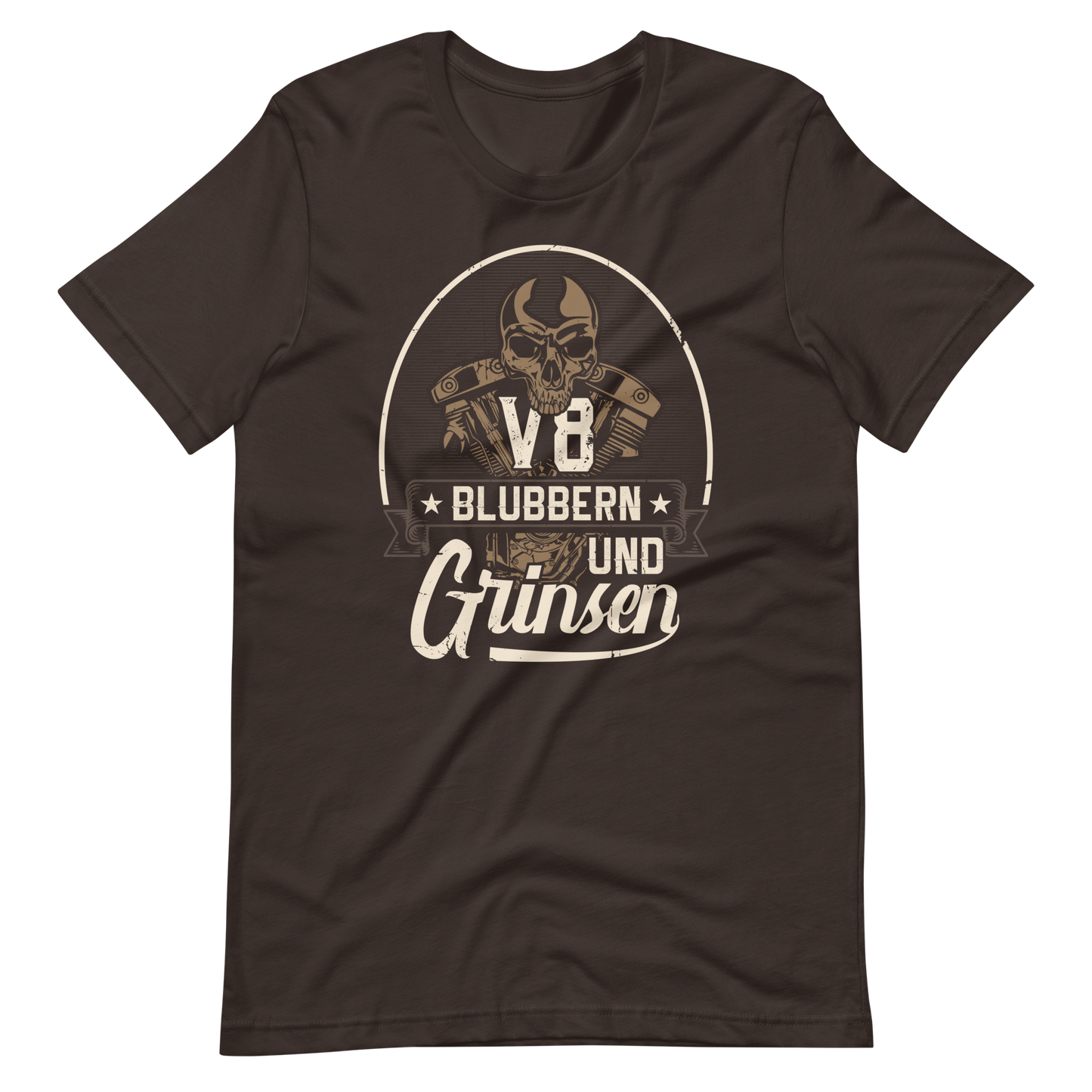 Lustiges T-Shirt "V8, blubbern und GRINSEN" für Auto-Fans