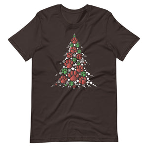 Weihnachten Pfoten Baum - Festliches T-Shirt mit tierischem Charme