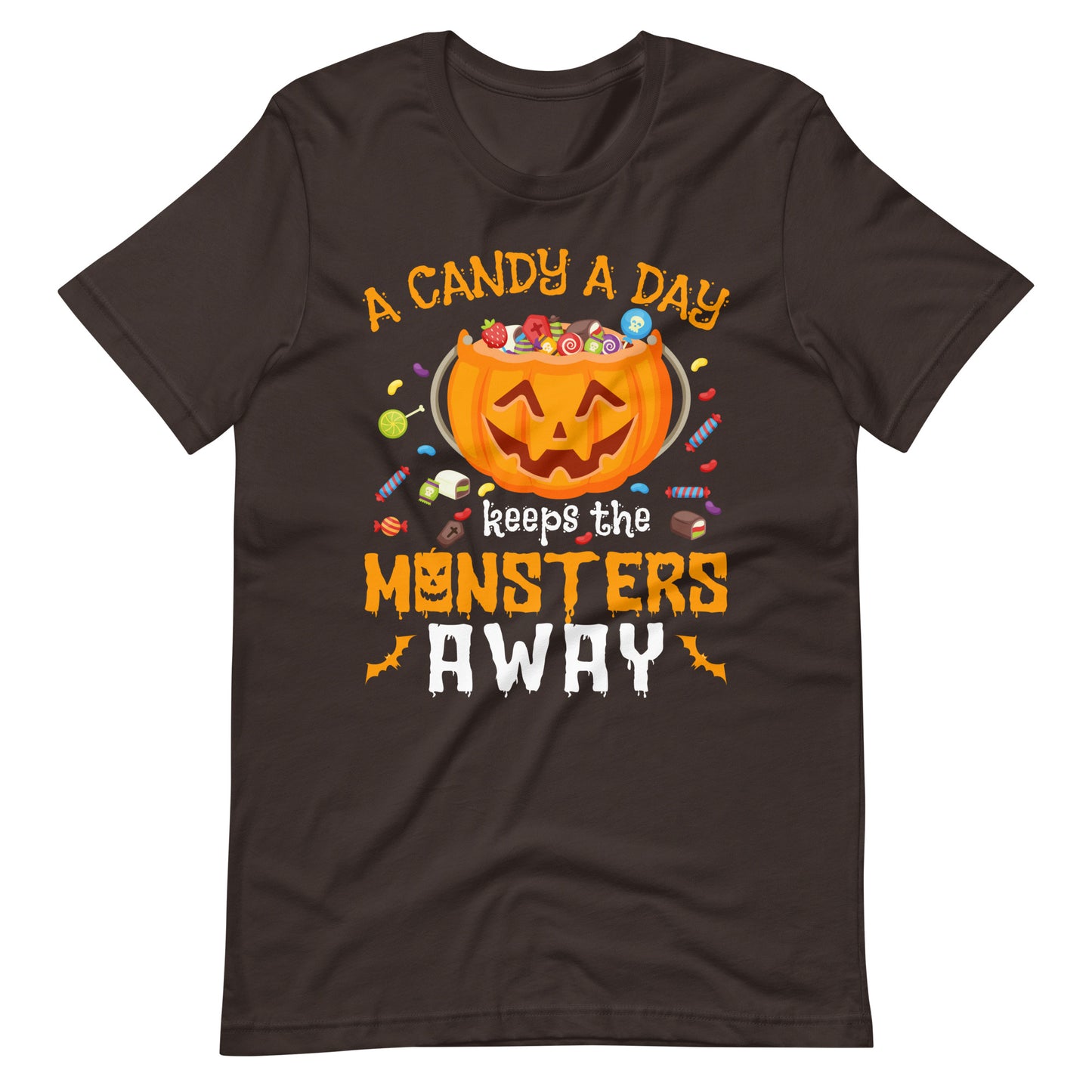 Halloween T-Shirt: A Candy A Day keeps the Monsters away - Süße Gruselmode