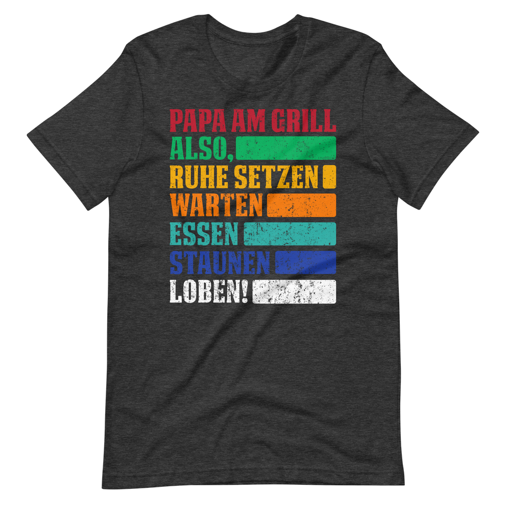 Lustiges Papa am Grill T-Shirt - Ruhe, essen, staunen!