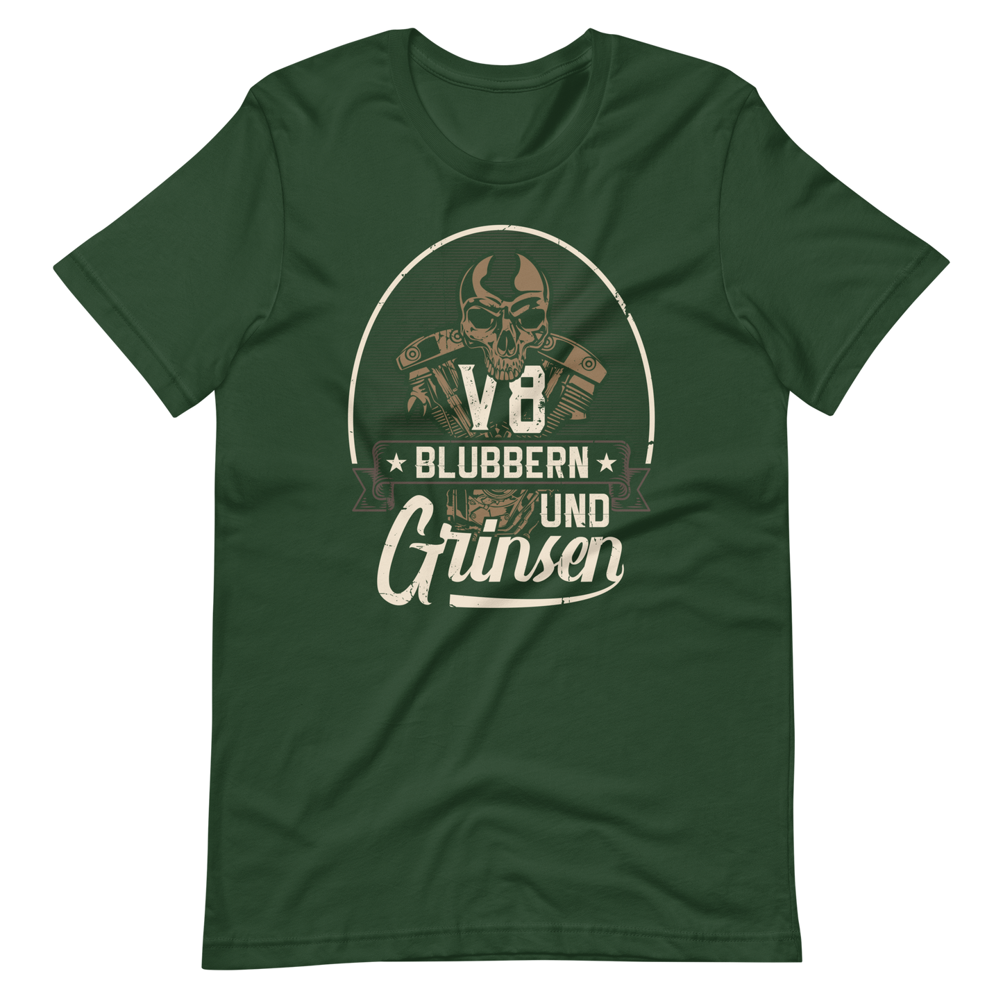 Lustiges T-Shirt "V8, blubbern und GRINSEN" für Auto-Fans