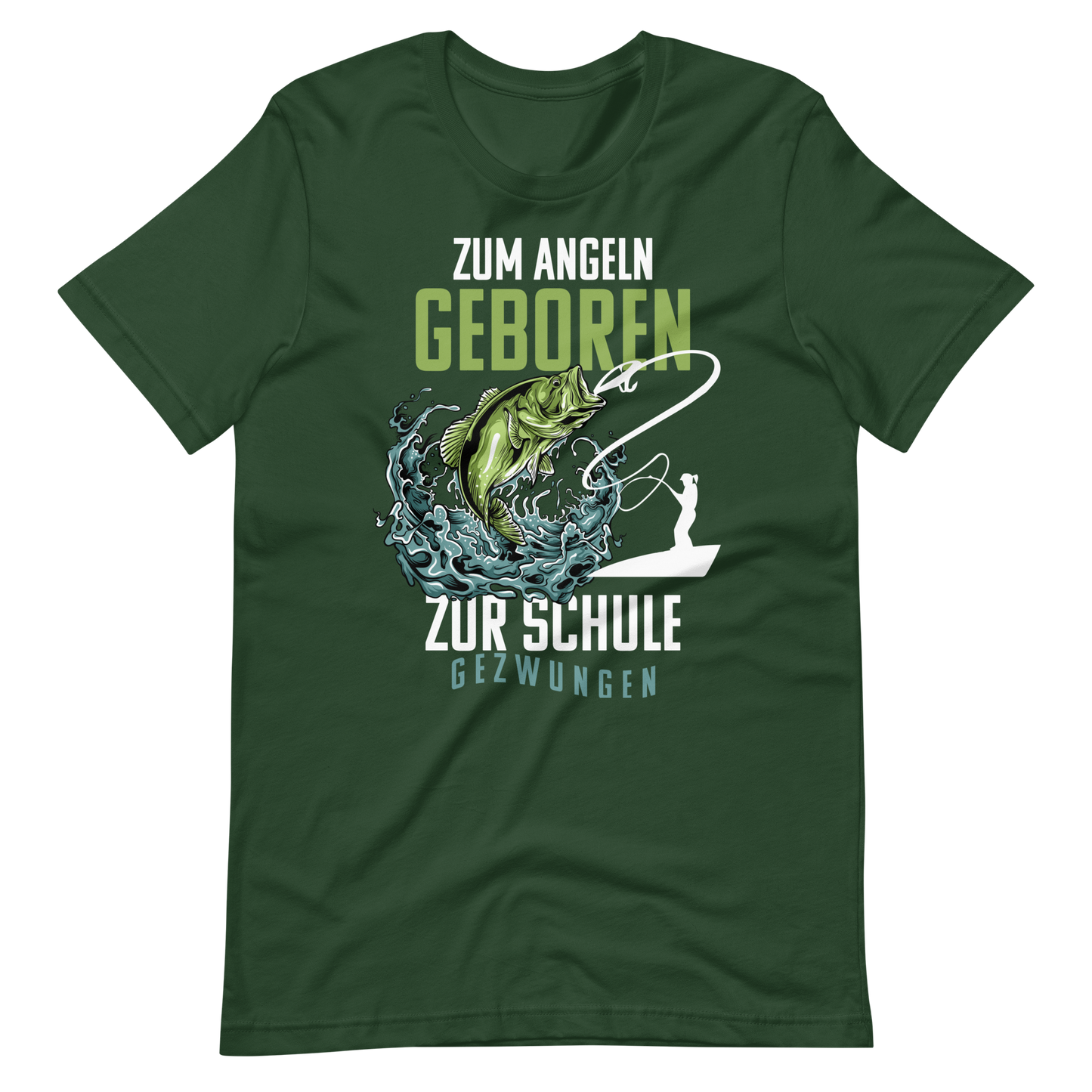 Kaufe jetzt mein T-Shirt "Angeln geboren, Schule gezwungen!"