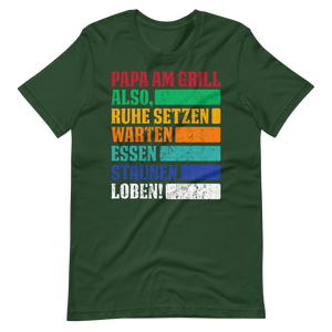 Lustiges Papa am Grill T-Shirt - Ruhe, essen, staunen!