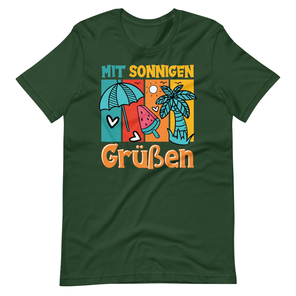 Sommer-T-Shirt "Sonnige Grüße!" | Positiver Style