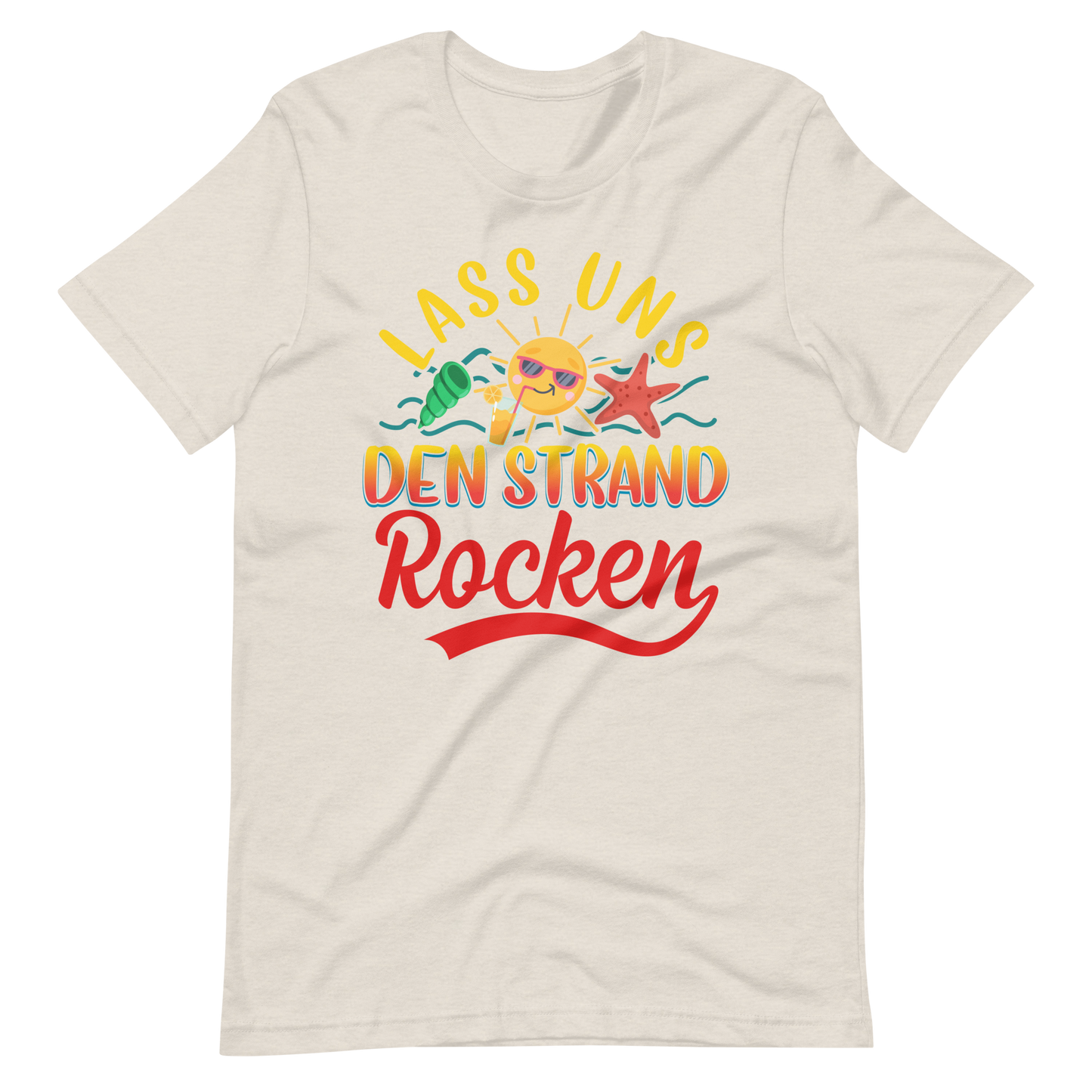 Lustiges T-Shirt "Lass uns den Strand ROCKEN!" für den Sommer