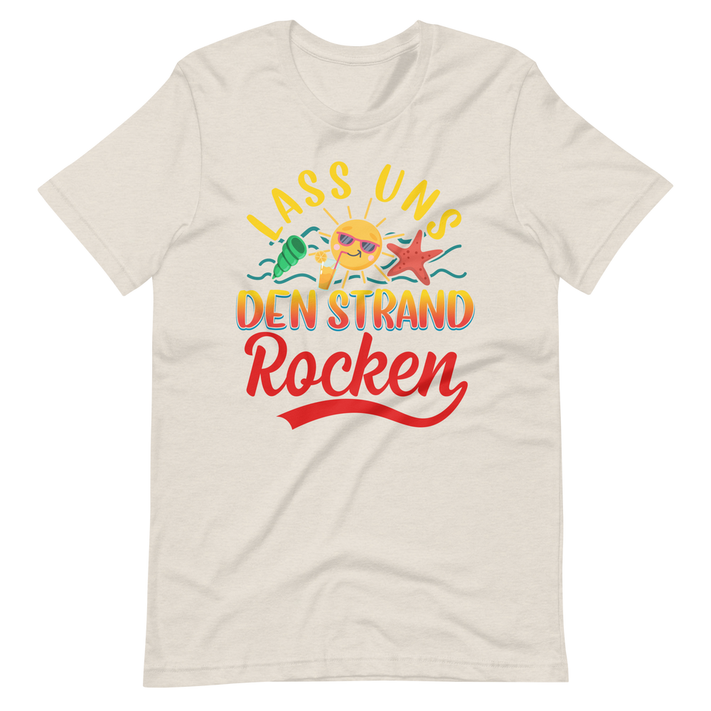 Lustiges T-Shirt "Lass uns den Strand ROCKEN!" für den Sommer