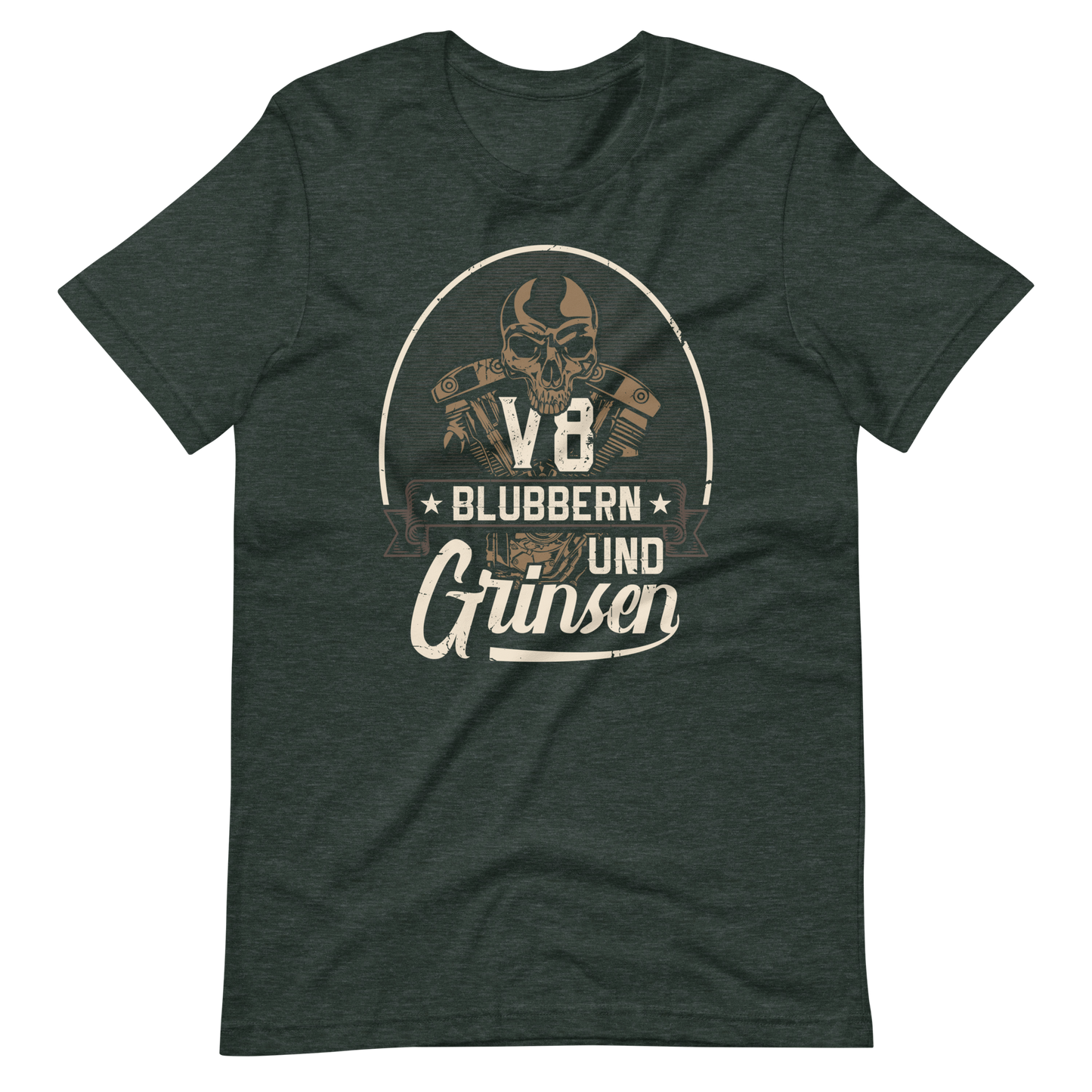 Lustiges T-Shirt "V8, blubbern und GRINSEN" für Auto-Fans