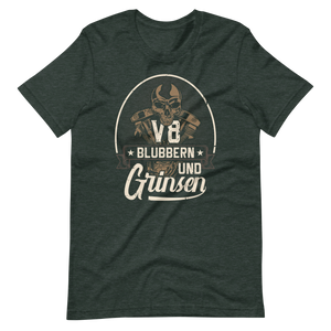 Lustiges T-Shirt "V8, blubbern und GRINSEN" für Auto-Fans