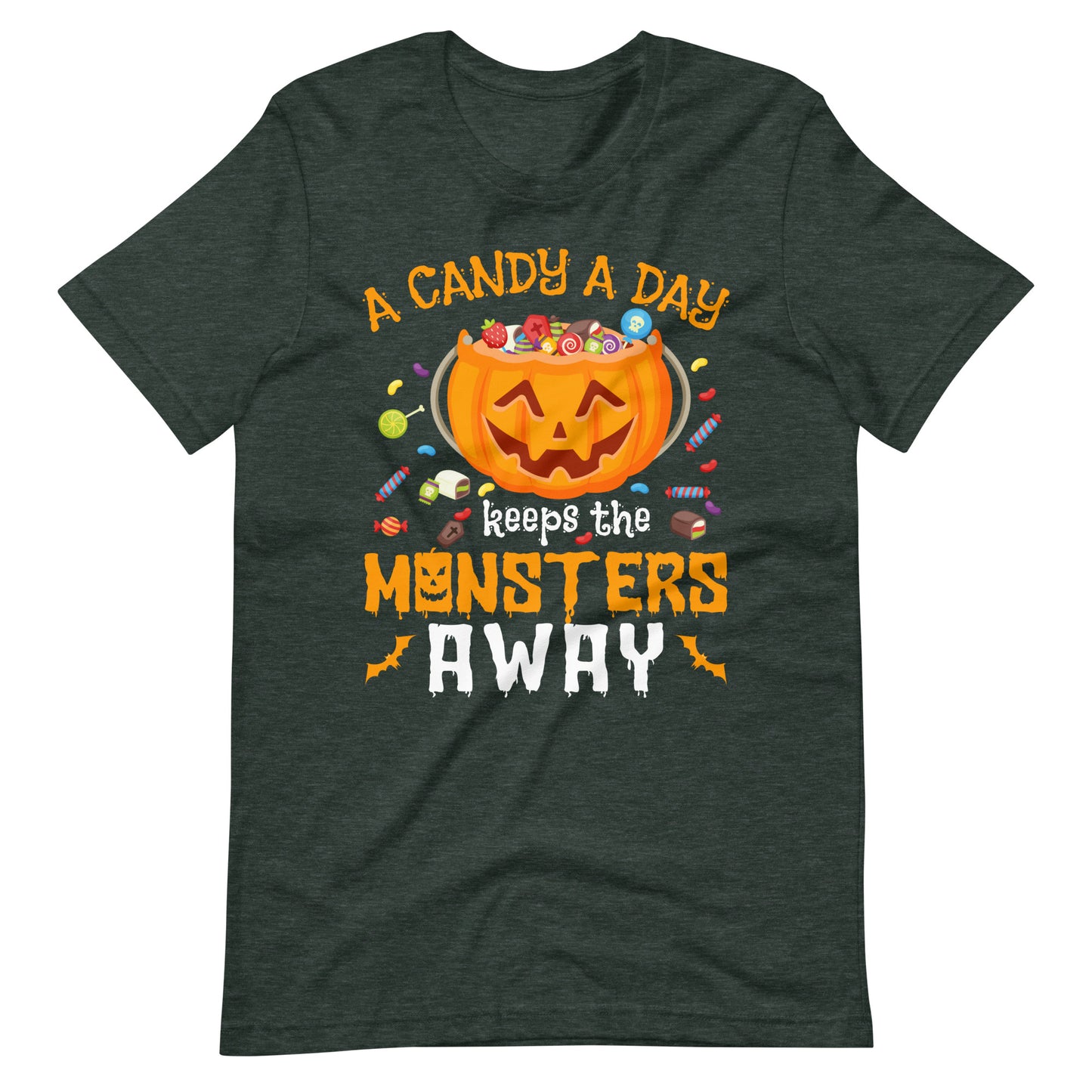 Halloween T-Shirt: A Candy A Day keeps the Monsters away - Süße Gruselmode
