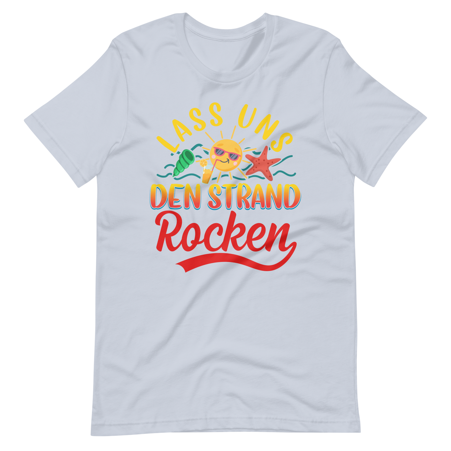 Lustiges T-Shirt "Lass uns den Strand ROCKEN!" für den Sommer