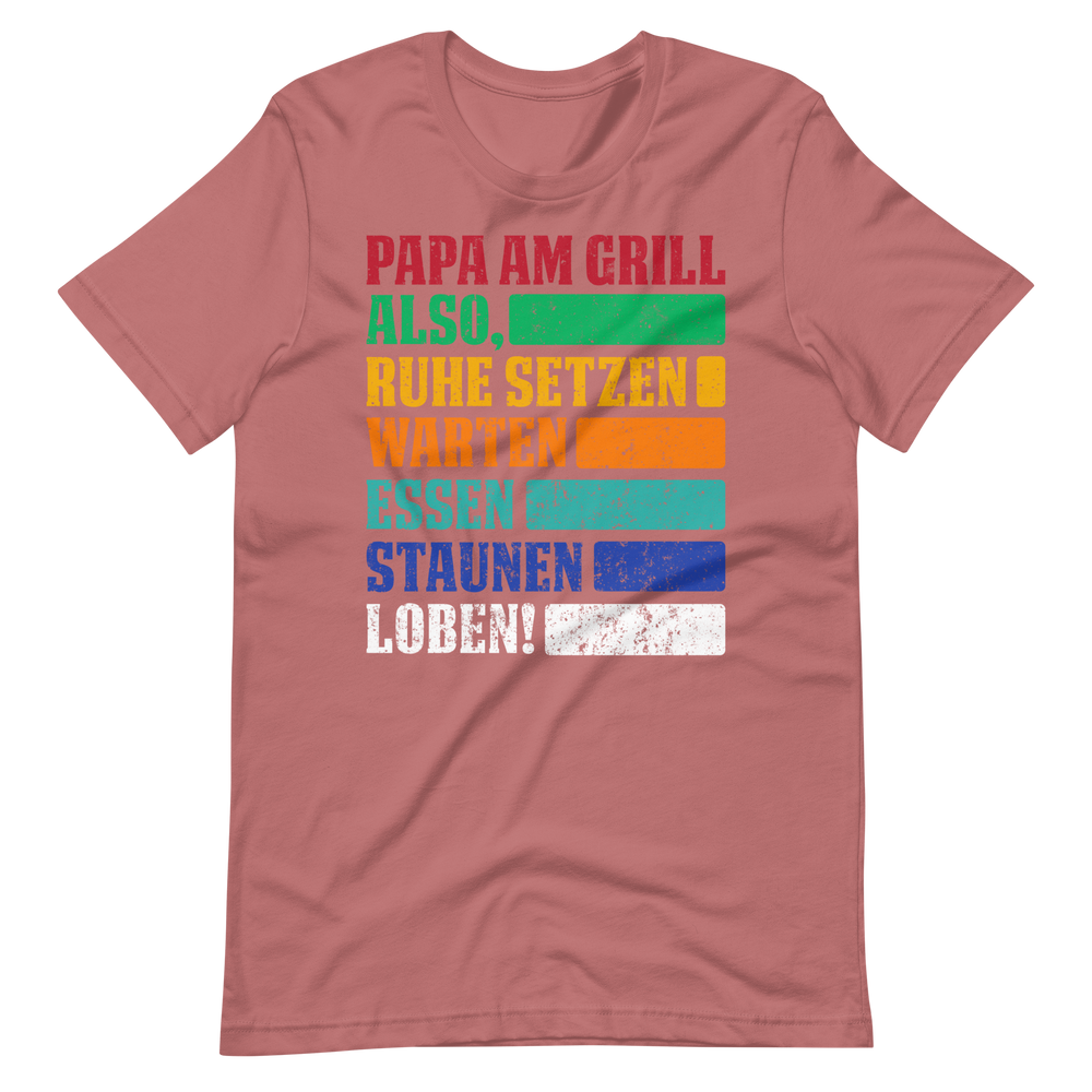 Lustiges Papa am Grill T-Shirt - Ruhe, essen, staunen!