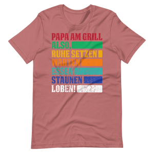 Lustiges Papa am Grill T-Shirt - Ruhe, essen, staunen!