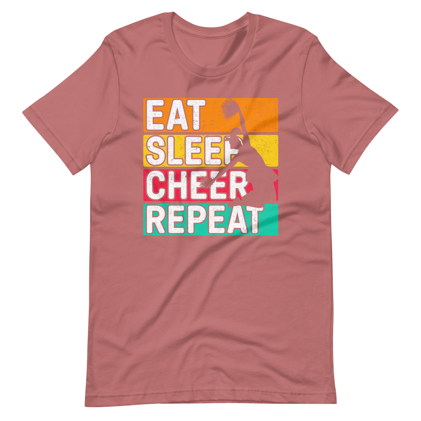 Eat, Sleep, Cheer, Repeat – Inspirierendes Cheerleader Shirt