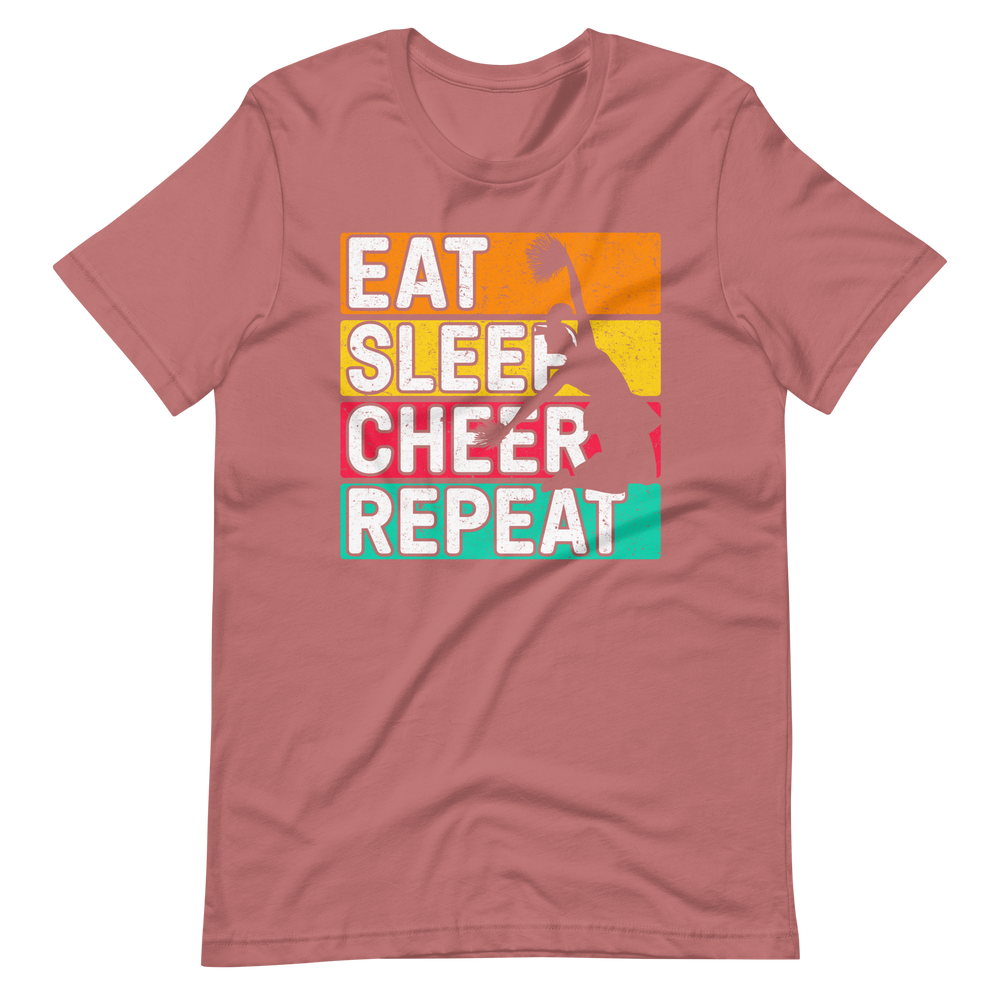 Eat, Sleep, Cheer, Repeat – Inspirierendes Cheerleader Shirt